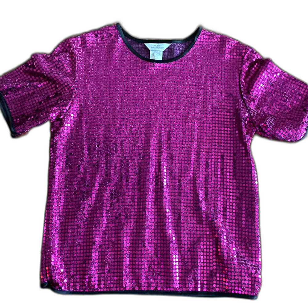 Vintage Blair Boutique Fuchsia Sequin Top Women's XL
